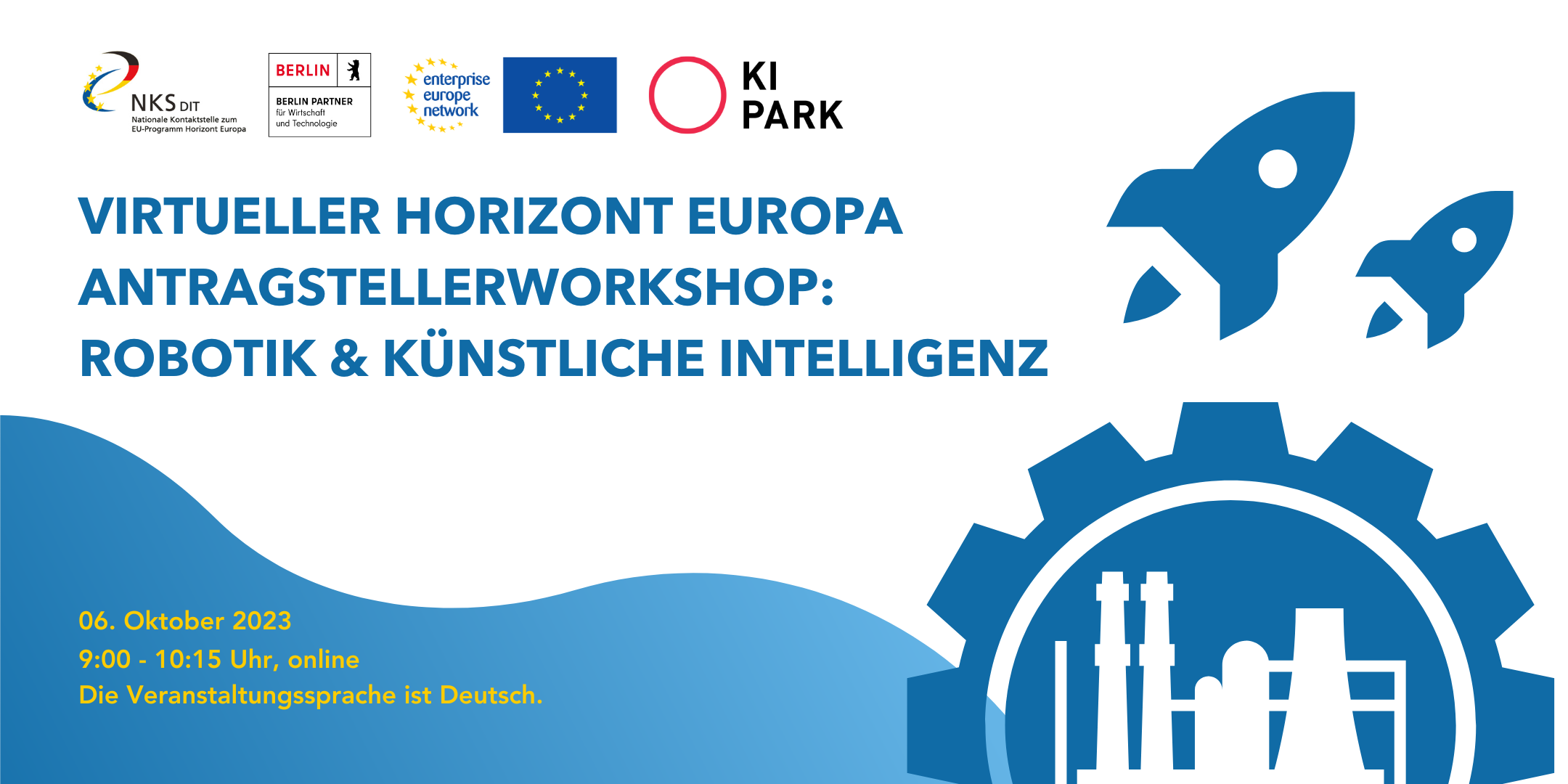Banner virtueller Horizont Europa Antragstellerworkshop: Robotik & Künstliche Intelligenz